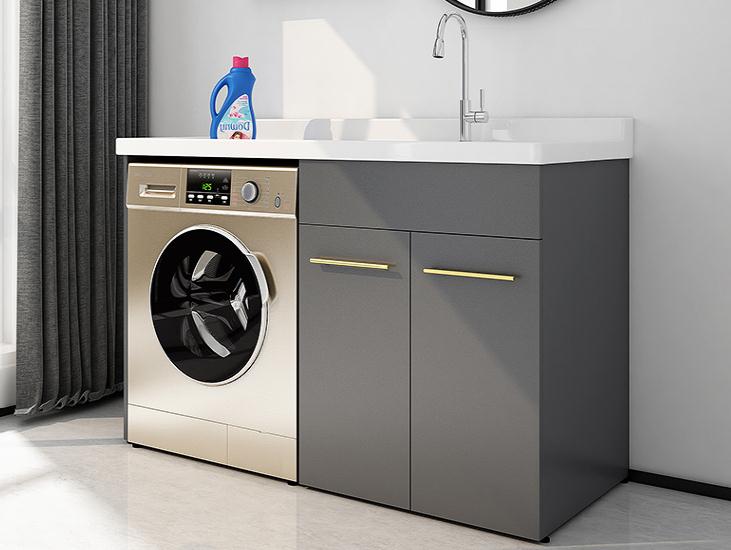高端灰色铝合金洗衣柜效果图片，组合洗衣柜厂家定制1